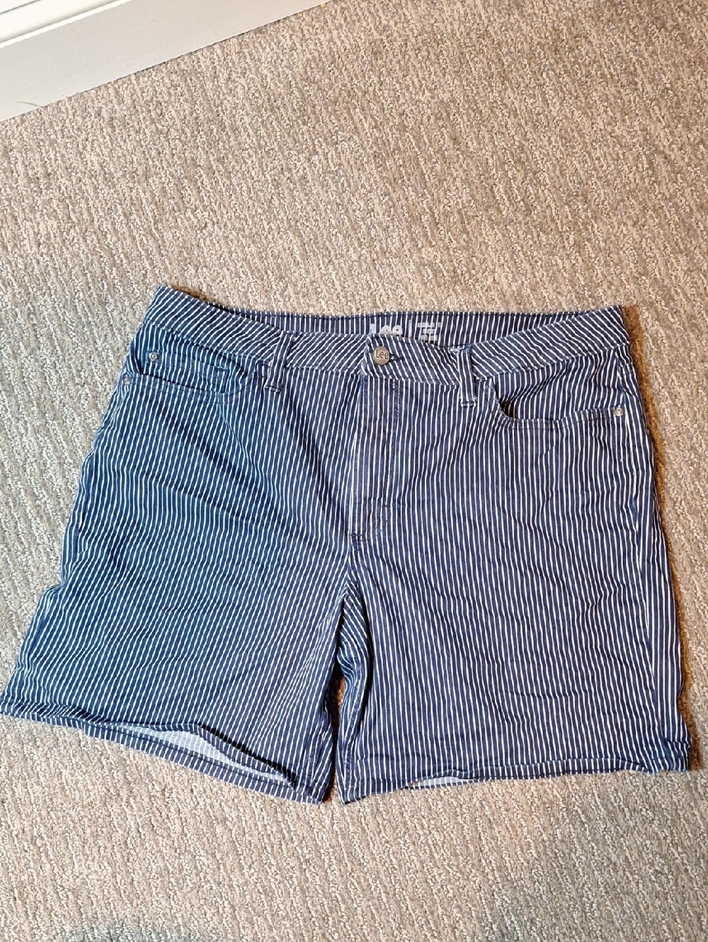 Lee Navy and White Striped Shorts